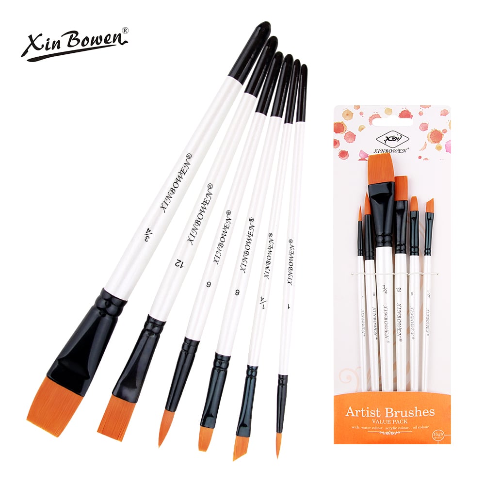 6 Pieces Artistic PaintBrushes For Art Drawing(Pearl White)