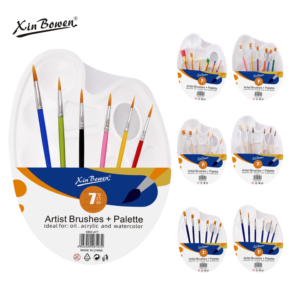 7 Pieces Artistic Brush Plastic Palette For Painting Set For Drawing