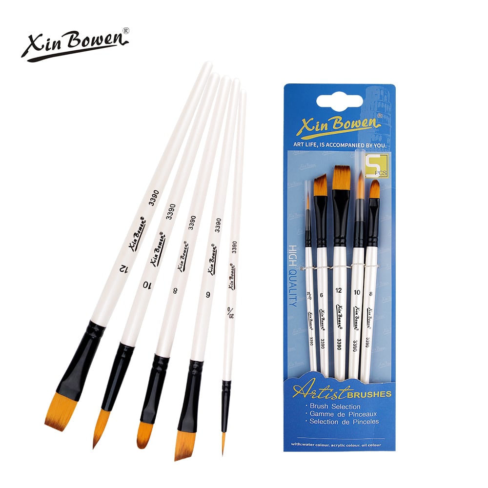 5 Pieces Different Head Shape Guoache Art Painting Brushes With New Nylon