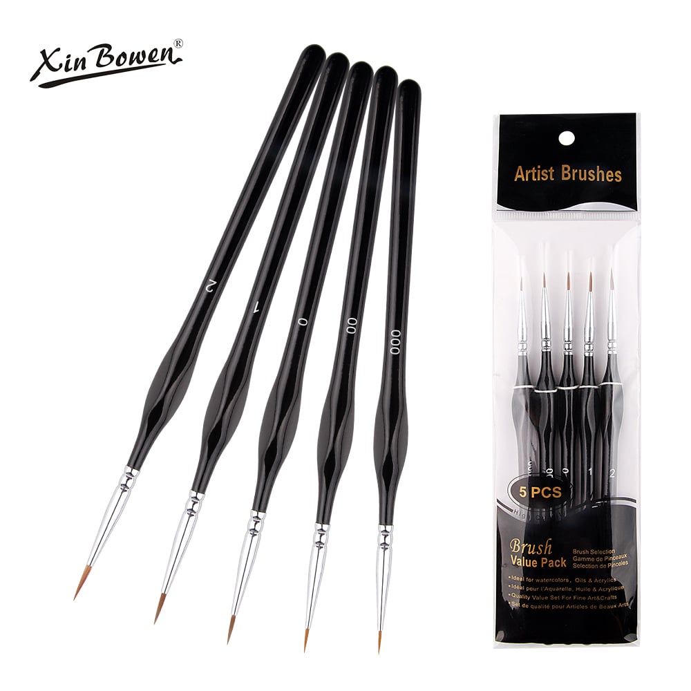 Details Brush 5 Pieces Set with Triangle Head Paintbrush