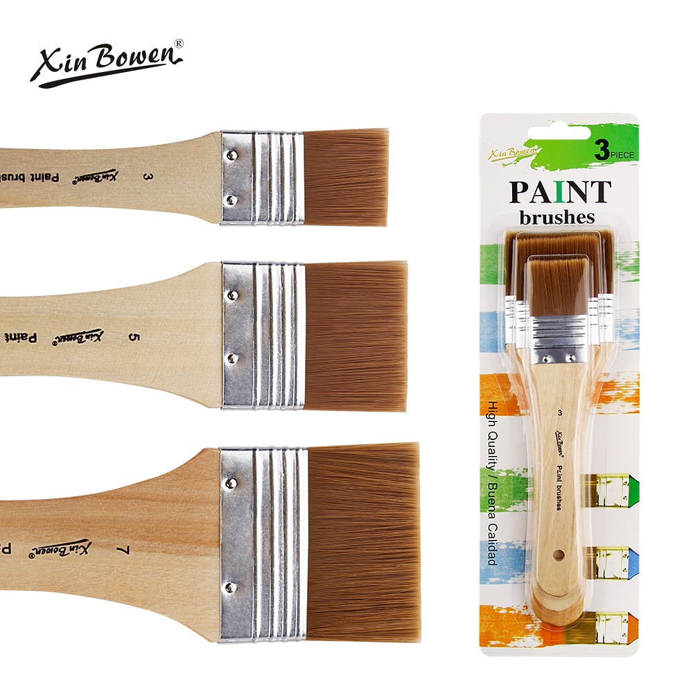 Paintbrush Brich Wood Handle Nylon Hair Scrubbing Brush Set