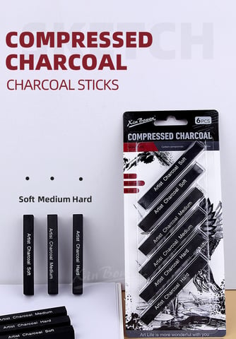6 Pieces Charcoal Carbon Sketching Tool With 3 Level