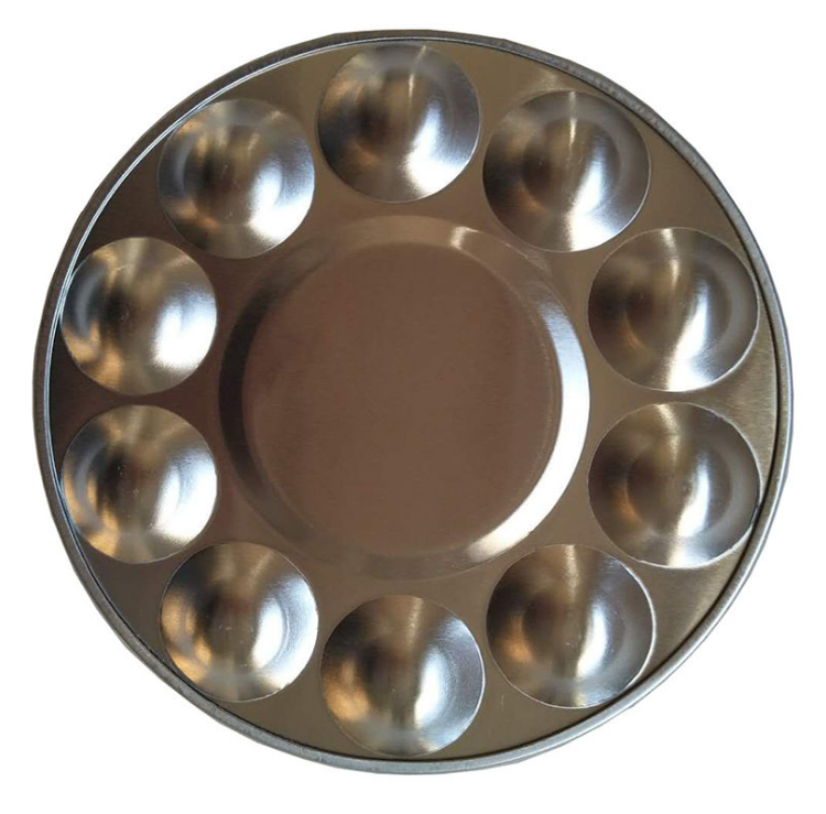 10 Well Round Aluminum Paint Trays & Palette (17cm-6.69Inch)