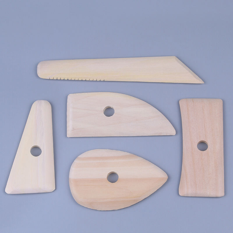5Pcs Sculpture Clay Wooden Tools: Wooden Knife, Scraper Sets