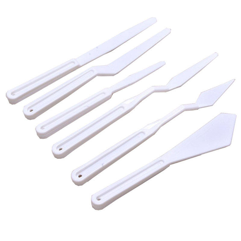 Eco- Friendly White 6 Pcs Plastic Painting Knifes Set