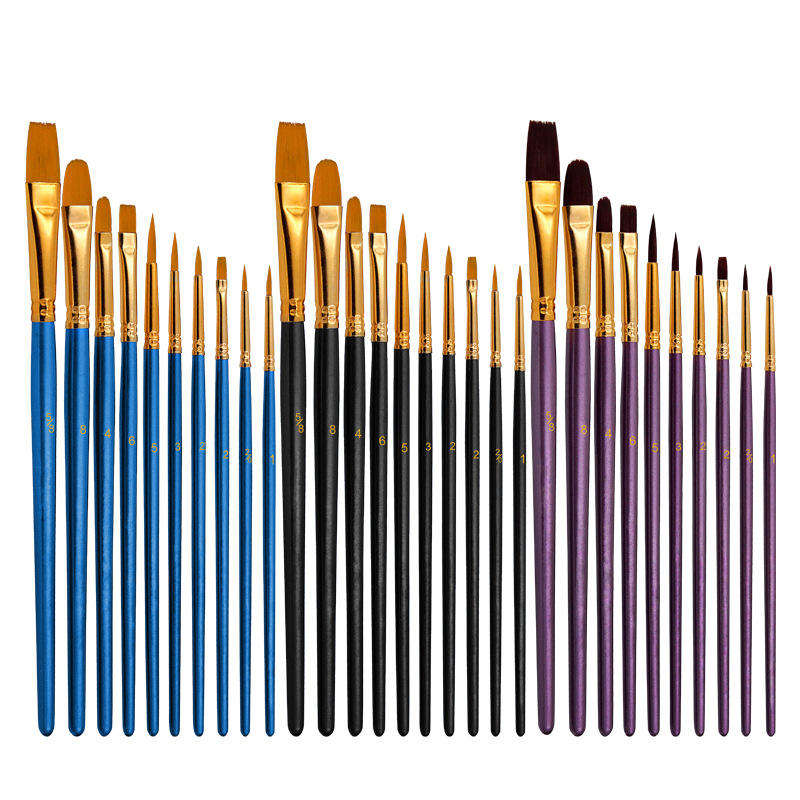 Taklon Hair Acrylic Paint Brushes Set Pearl Color