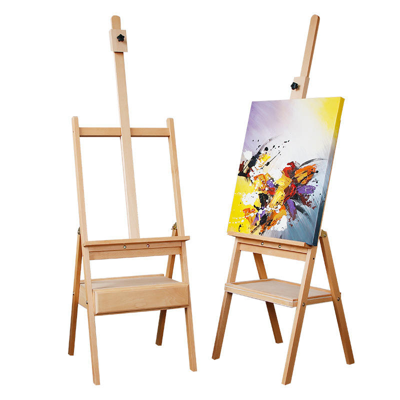 Beech Wooden Adjustable Height Artist Easel with Drawer