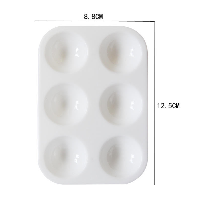 6 Round Well Rectangle PP Plastic Palette(8.8*12.5CM)