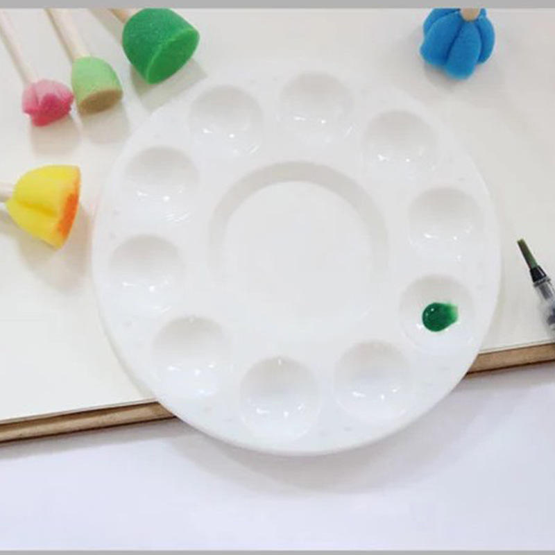 10 Holes White Color Plastic Palette for Student & Artist